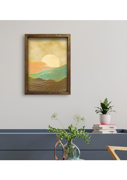 Gift Otel Odası Konseptli Doğal Masif Ahşap Çerçeveli Tablo 45 x 65 cm - 110