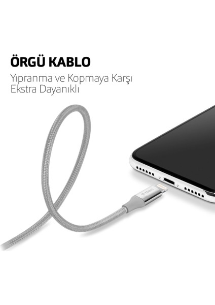 AlumiCable iPhone Uyumlu Şarj Kablosu - Uzay Grisi 2DK16UG