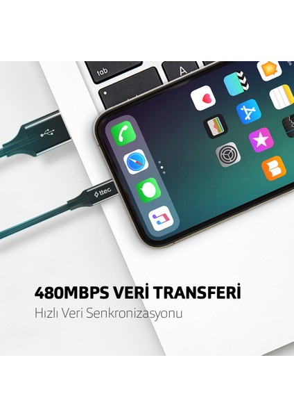 AlumiCable iPhone Uyumlu Şarj Kablosu - Uzay Grisi 2DK16UG