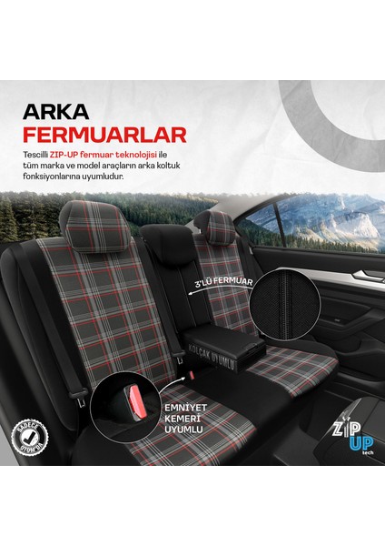 Gti Sports Design Airbag Dikişli Ekstra Destekli Özel Jacquard Kumaş Oto Koltuk Kılıfı Kırmızı-Siyah fırsatları