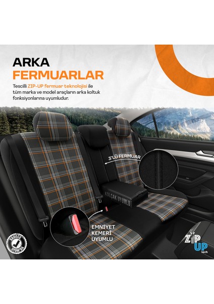 Gti Sports Design Airbag Dikişli Ekstra Destekli Özel Jacquard Kumaş Oto Koltuk Kılıfı Turuncu-Siyah fırsatları