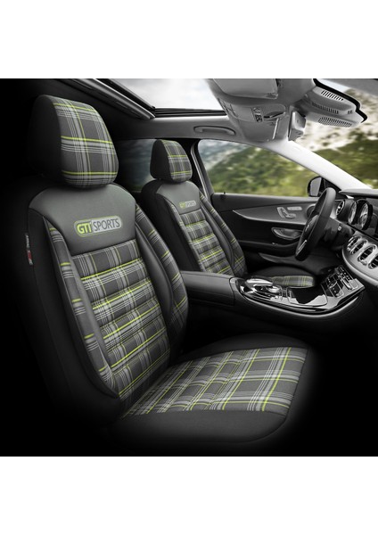 Gti Sports Design Airbag Dikişli Ekstra Destekli Özel Jacquard Kumaş Oto Koltuk Kılıfı Yeşil-Siyah fiyatları