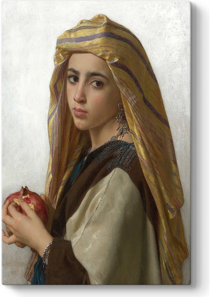 William Adolphe Bouguereau - Girl With Pomegranate Tablosu