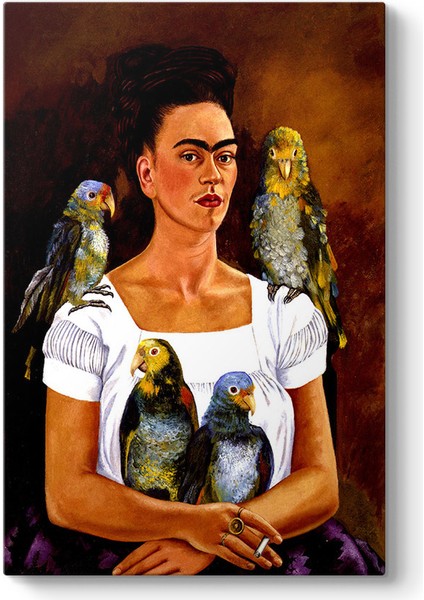 Frida Kahlo - Me And My Parrots Tablosu