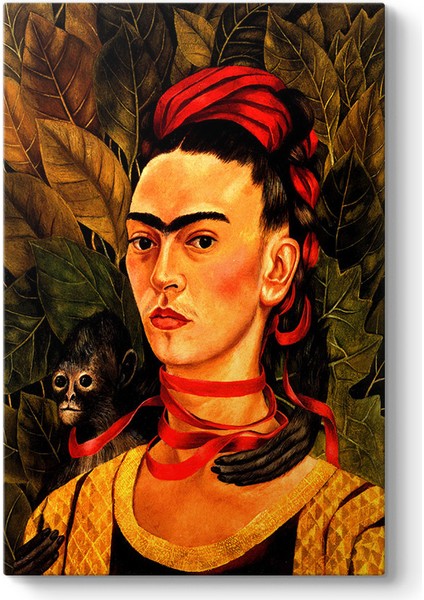 Frida Kahlo - Self Portrait With Monkey Tablosu