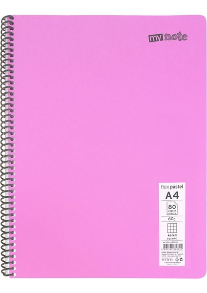 My Note Kareli Defter Pembe 80 Yaprak