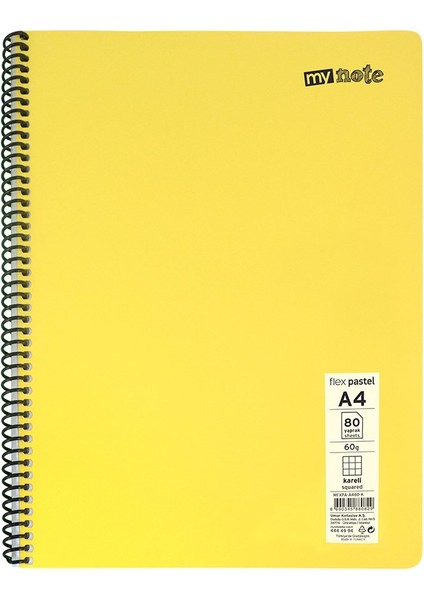 My Note Kareli Defter Sarı 80 Yaprak