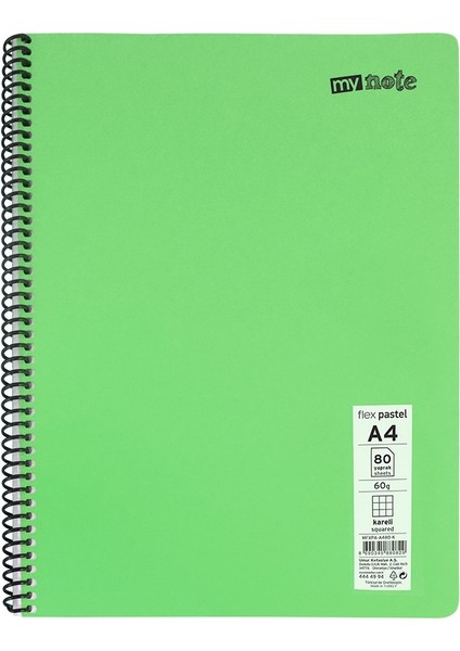 My Note Kareli Defter Yeşil 80 Yaprak