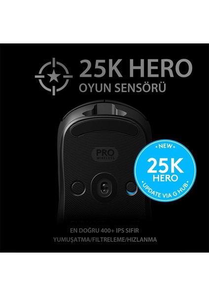 G PRO HERO 25.600 DPI Kablosuz Oyuncu Mouse – Siyah