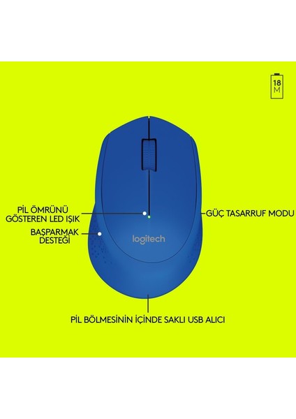 910-004290 M280 Kablosuz Mavi Mouse