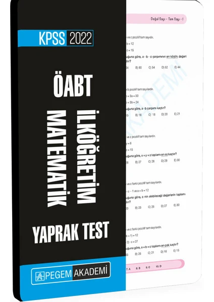 Pegem Akademi Yayıncılık 2022 KPSS ÖABT İlköğretim Matematik Yaprak Test