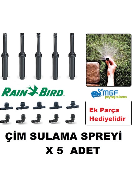 Mgf Plast 5 Ad. x 10VAN(3MT Yarıçap ) Rainbird Çim Sulama Sprey Fıskiye ve Ek Parçaları