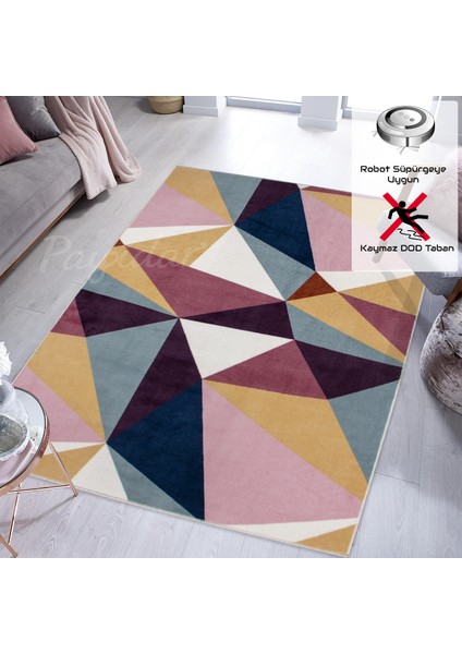 Yıkanabilir Kaymaz Taban Desen 050 Pembe 120 x 180 cm Dijital Baskı Halı