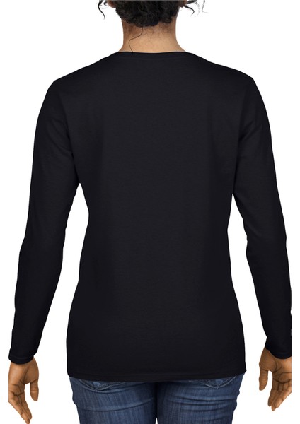 Uzayda Kaykay Bisiklet Yaka Siyah Uzun Kollu Penye Kadın T-Shirt fiyatları