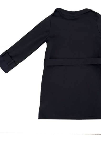 Çocuk Siyah Trençkot Kemerli Unisex modelleri