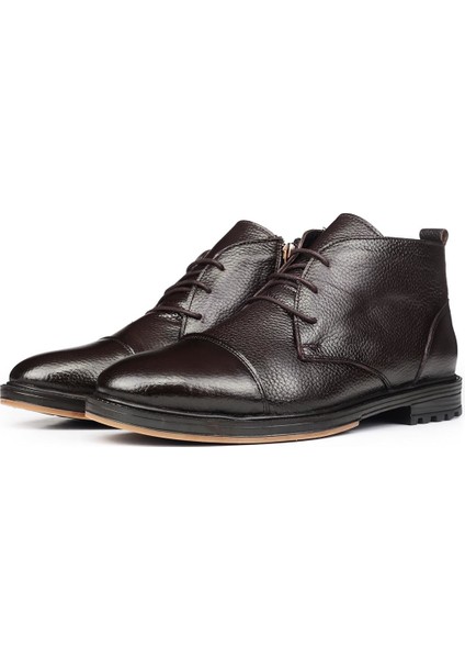 Birmingham Deri Bağcıklı Fermuarlı Kaydırmaz Taban Günlük Bot