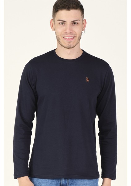 T8588 Dewberry Bisiklet Yaka Erkek Sweatshirt-Lacivert