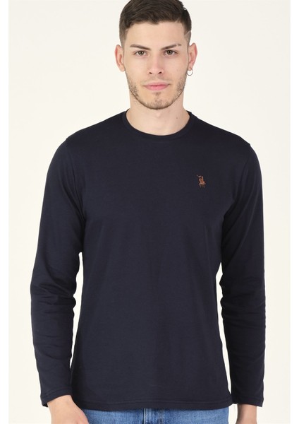 T8588 Dewberry Bisiklet Yaka Erkek Sweatshirt-Lacivert