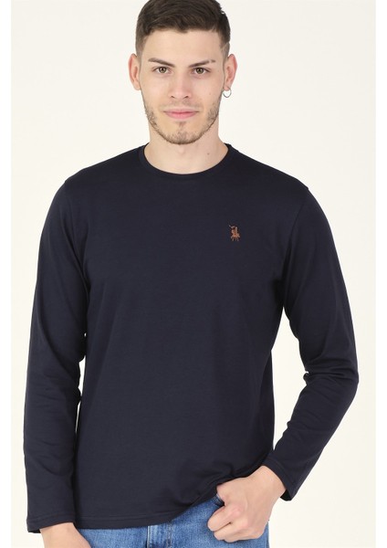 T8588 Dewberry Bisiklet Yaka Erkek Sweatshirt-Lacivert