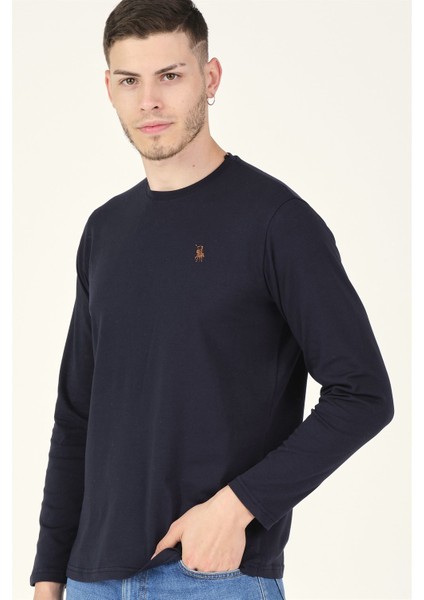 T8588 Dewberry Bisiklet Yaka Erkek Sweatshirt-Lacivert fırsatları