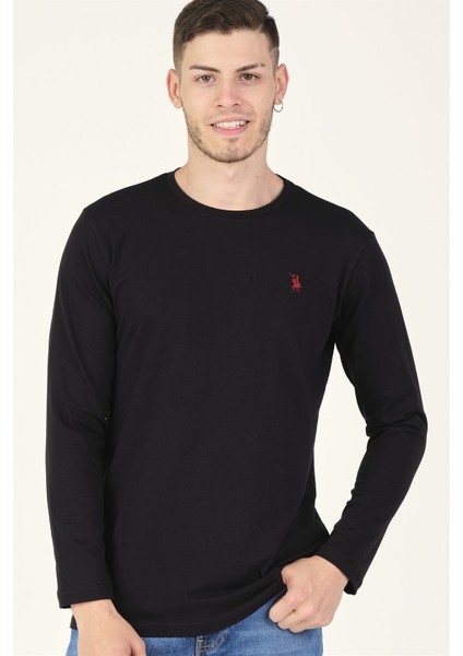 T8588 Dewberry Bisiklet Yaka Erkek Sweatshirt-Siyah