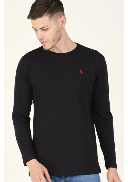 T8588 Dewberry Bisiklet Yaka Erkek Sweatshirt-Siyah