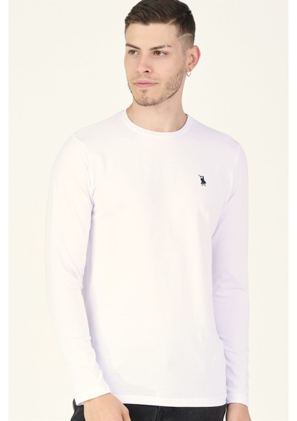 T8588 Dewberry Bisiklet Yaka Erkek Sweatshirt-Beyaz fırsatları