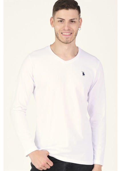 T8587 Dewberry V Yaka Erkek Sweatshirt-Beyaz indirimleri