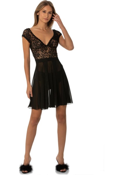 Saten Dantelli Gecelik - 650