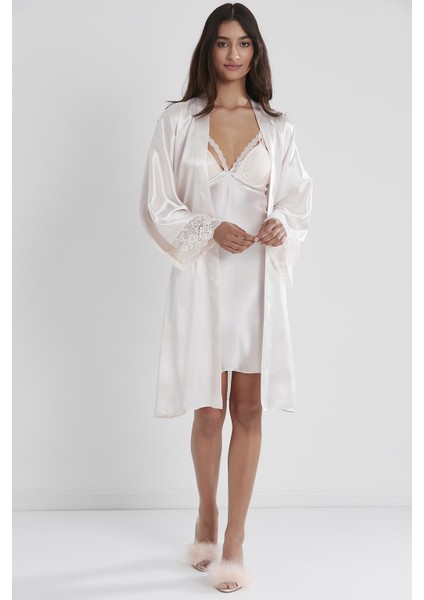 Saten Dantelli Gecelik & Sabahlık Takım - 4250