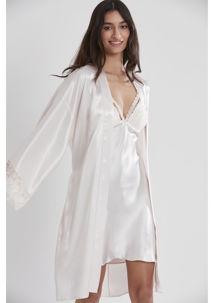 Saten Dantelli Gecelik & Sabahlık Takım - 4250 fiyatları