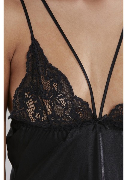 Saten Dantelli Gecelik - 640 modelleri