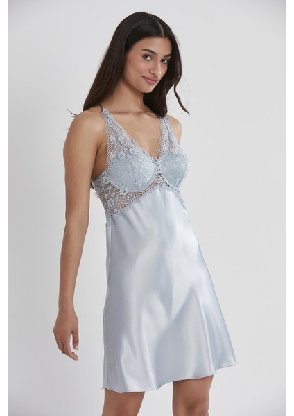 Saten Dantelli Gecelik - 605