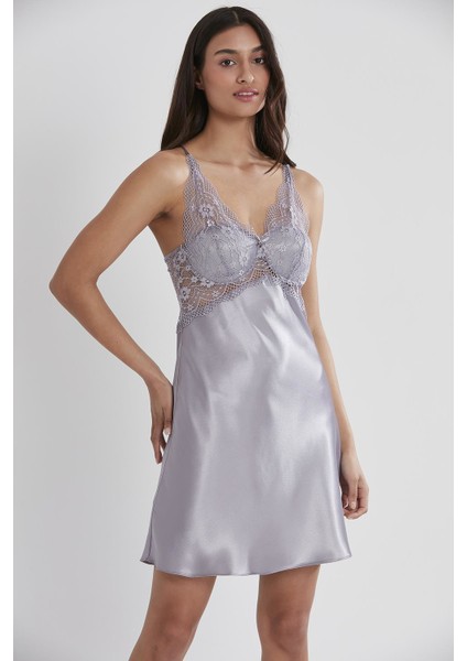 Saten Dantelli Gecelik - 605