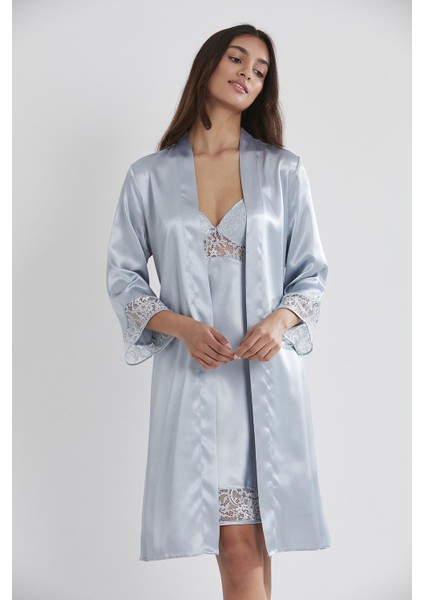 Saten Dantelli Gecelik & Sabahlık Takım - 4075 modelleri
