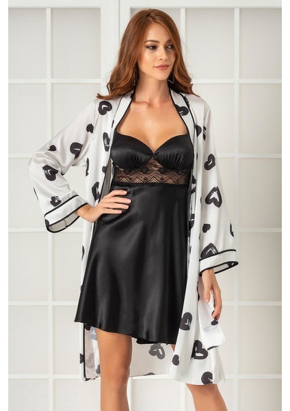 Saten Emprime Gecelik & Sabahlık Takım - 2406