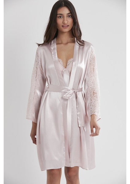 Saten Dantelli Gecelik & Sabahlık Takım - 4025 modelleri