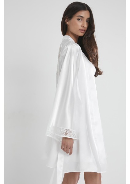 Saten Dantelli Gecelik & Sabahlık Takım - 4090 modelleri