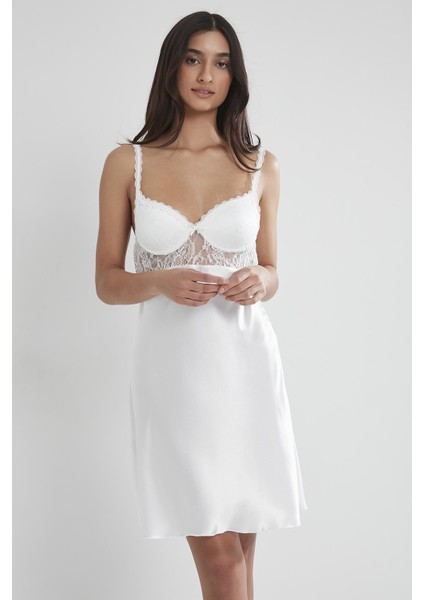 Saten Dantelli Gecelik & Sabahlık Takım - 4090 indirimleri