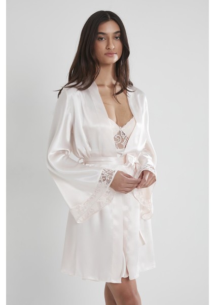 Saten Dantelli Gecelik & Sabahlık Takım - 4090