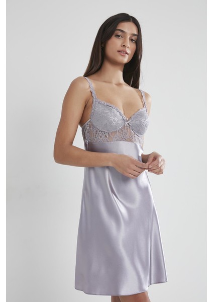 Saten Dantelli Gecelik & Sabahlık Takım - 4090 indirimleri