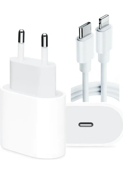 Apple iPhone Uyumlu 20W USB C Hızlı Şarj Adaptörü + USB C Şarj Kablosu