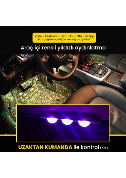 Disko Topu Ayak Altı LED Sese Duyarlı Yıldızlı Atmosfer Işığı USB Tüm Araçlar Kafe Bar Parti modelleri