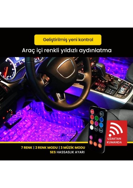 Disko Topu Ayak Altı LED Sese Duyarlı Yıldızlı Atmosfer Işığı USB Tüm Araçlar Kafe Bar Parti fırsatları