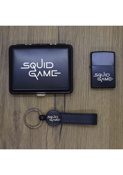 Kişiye Özel Squid Game Metal Tabaka, Zippo Çakmak ve Anahtarlık Seti