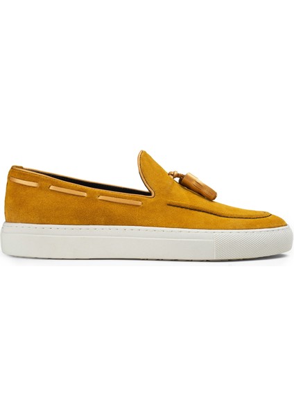 Hakiki Süet Sarı Püsküllü Erkek Sneaker
