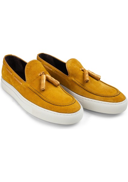 Hakiki Süet Sarı Püsküllü Erkek Sneaker