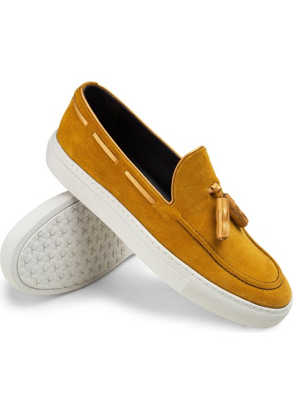 Hakiki Süet Sarı Püsküllü Erkek Sneaker