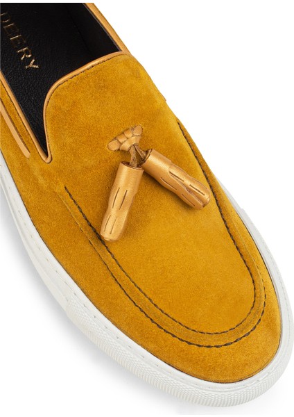 Hakiki Süet Sarı Püsküllü Erkek Sneaker
