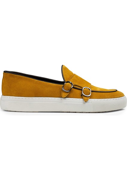 Hakiki Süet Sarı Çift Tokalı Erkek Sneaker